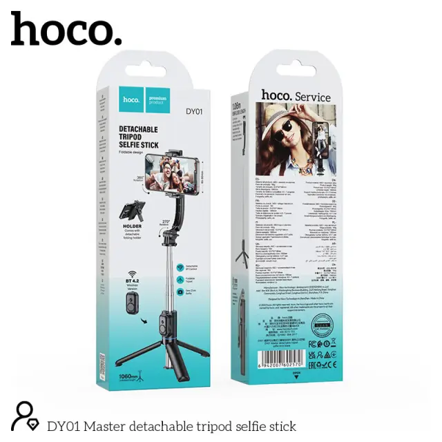 Βάση Στήριξης και Selfie Stick DY01 Master 360° με Τηλεχειρισμό Συμβατό με GoPro, Μήκος 106mm Μαύρο 2