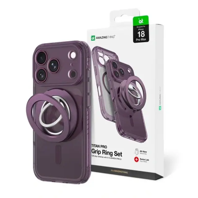 Amazingthing Θήκη Κινητού iPhone 18 Pro Max Titan Pro Lens Ring Set MagSafe Purple