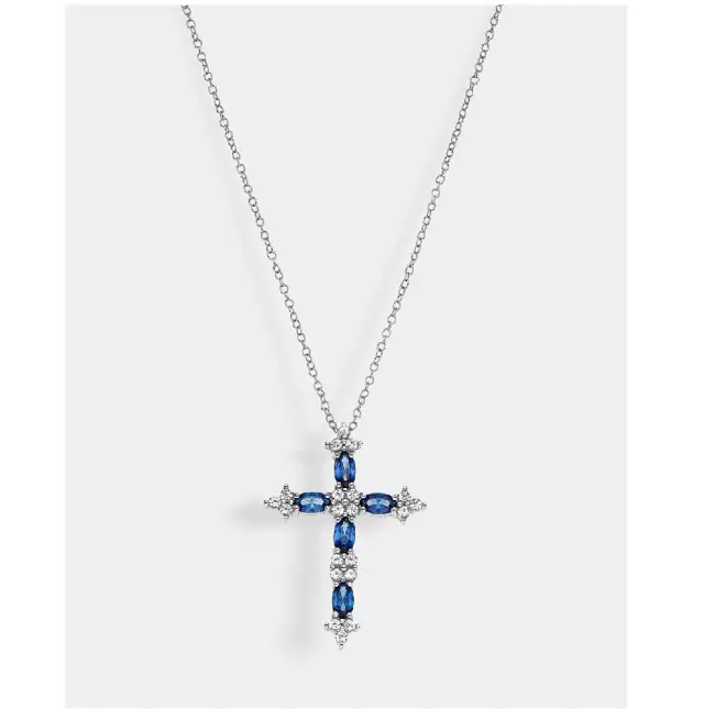 Vogue Σταυρός με μπλε και λευκά zircons και Ασήμι 925° 20171255423