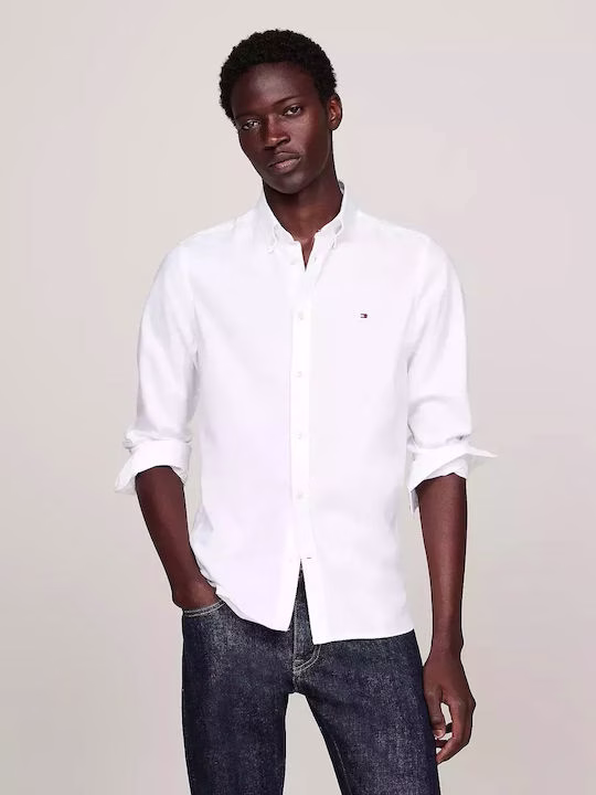 Tommy Hilfiger Aνδρικό Πουκάμισο Λευκό Πουκάμισο SLIM με τεχνολογία TH FLEX Άσπρο