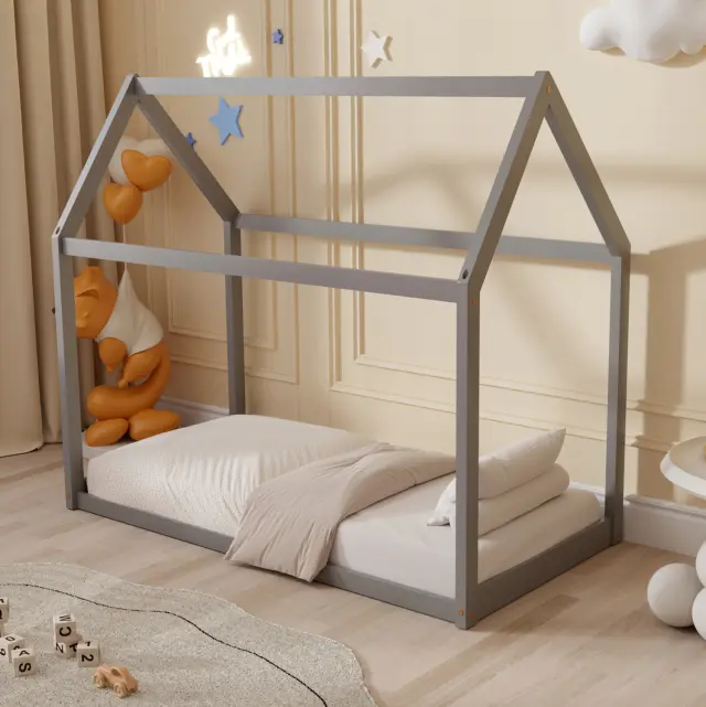 ΚΡΕΒΑΤΙ ΠΑΙΔΙΚΟ FB9678.05 τ.MONTESSORI ΞΥΛΟ ΠΕΥΚΟ ΓΚΡΙ- 140x70εκ 2