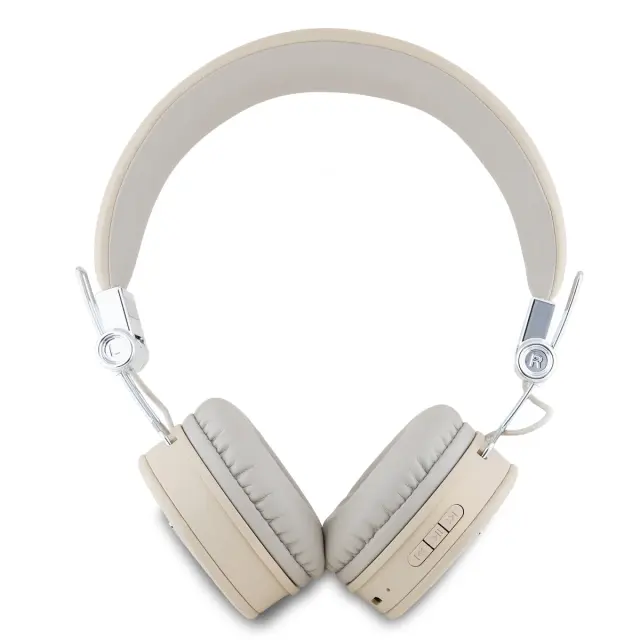 Guess PU Grained Triangle Logo ENC Wireless Headphone Beige 3