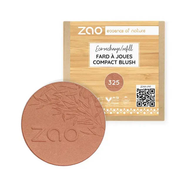 Zao Organic Compact Blush Refill– Βιολογικό compact ρουζ με φυσικό, φωτεινό αποτέλεσμα (Ανταλλακτικό) - Zao 325 Golden Coral