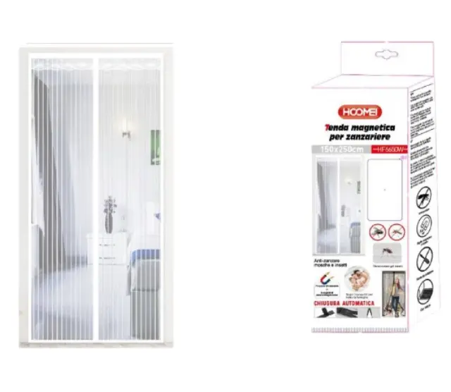 Hoomei Μαγνητική Σίτα Πόρτας 150x250 εκ. Άσπρη HF-6650W