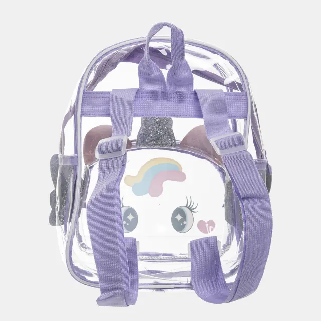 Τσαντάκι πλάτης διάφανο μωβ unicorn 2