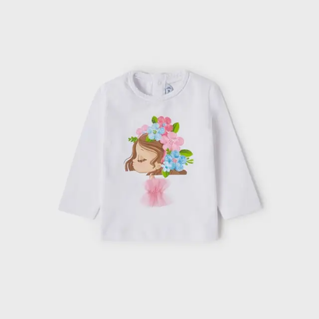 Baby 6 μηνών έως 4 ετών Μπλούζα λουλούδι λευκό - 6M