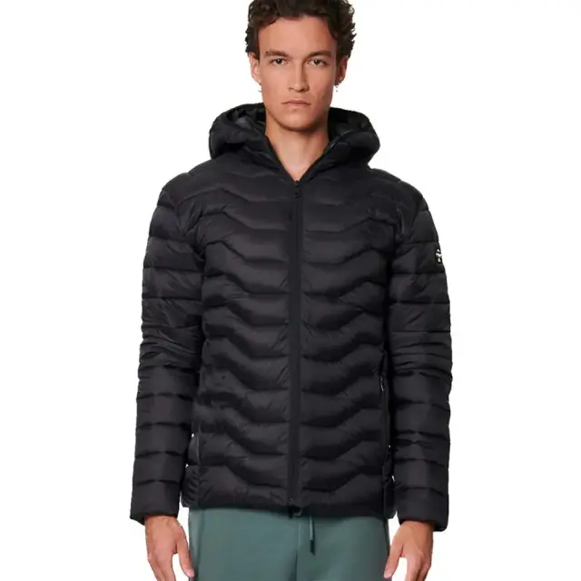 Body Action Men's Lightweight Quilted Hoodie Jacket Μαύρο 073535-01 (Body Action) - XXLarge