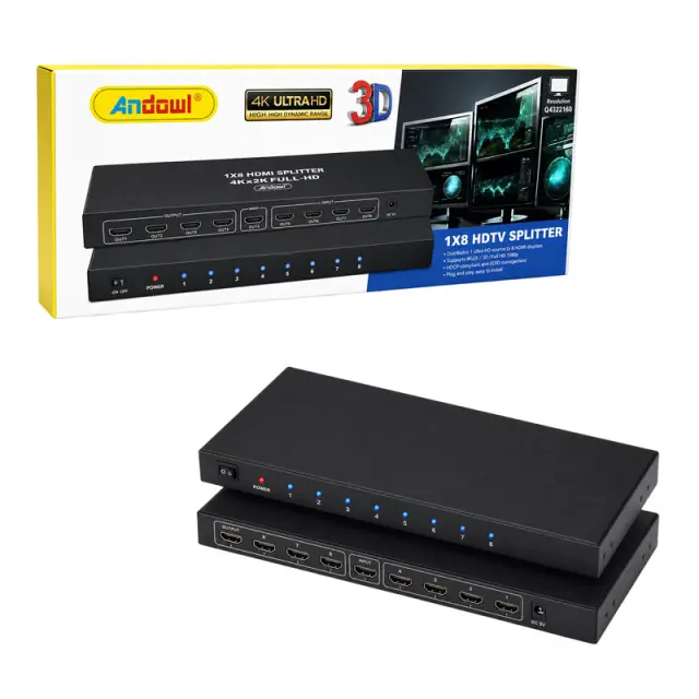 Andowl Διακλαδωτής HDMI 1 σε 8 4K Ultra HD με Υποστήριξη 3D Q-HD2100 - HDMI Splitter 0751168