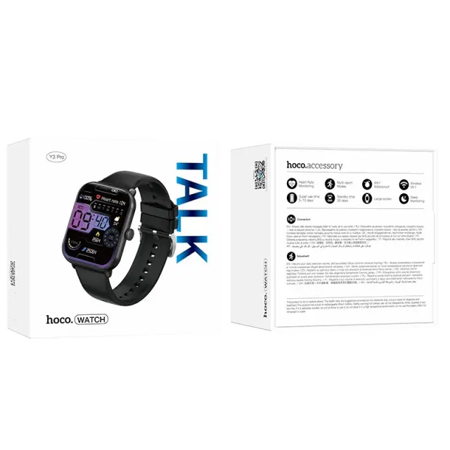 Smartwatch Hoco Y3 Pro IP67 Screen 1.95" 350mAh v5.1 με Δυνατότητα Κλήσεων Silicon Band Μαύρο 2