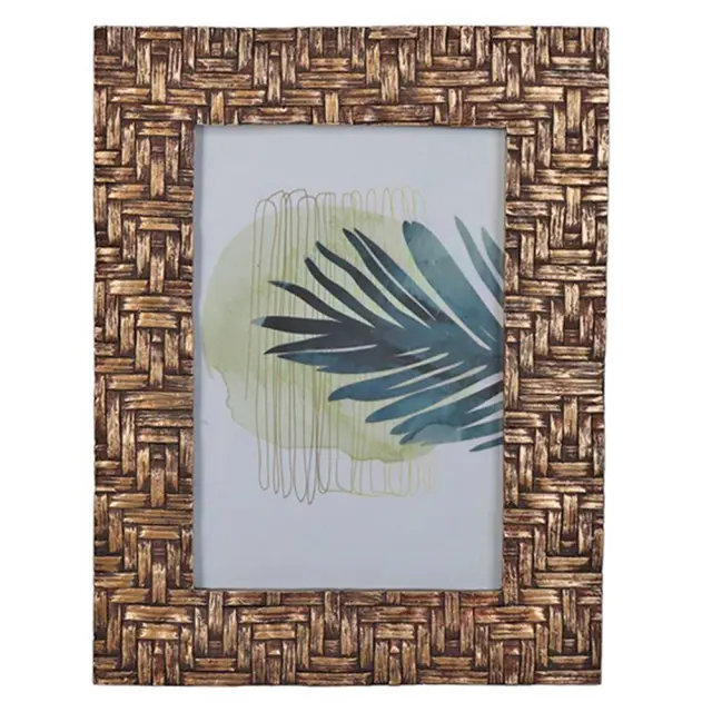 Κορνίζα ψάθα χρυσή 10x15cm Homeguru KAL-2292 25331