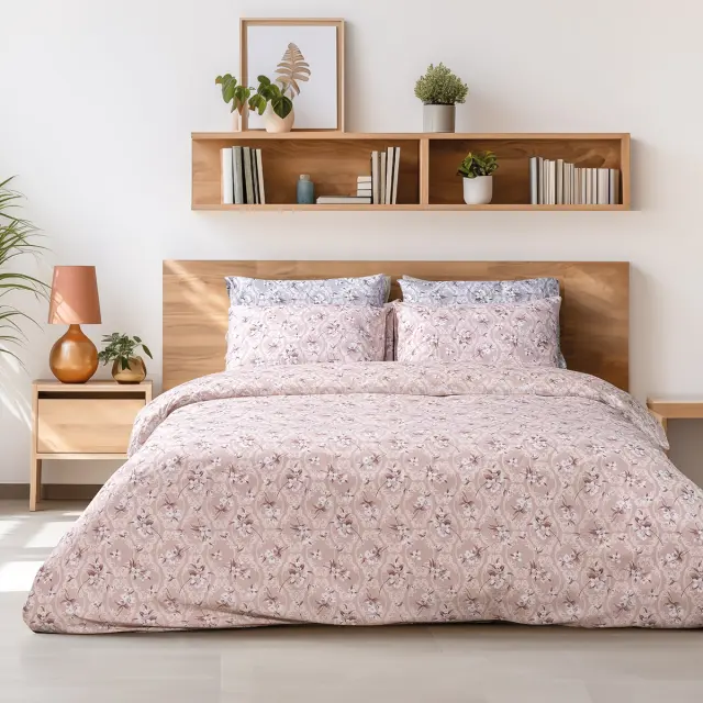Σετ Σεντόνια 170x260 Μονά Beauty Home Cays Art 12189 Σομόν 100% βαμβακερόΧωρίς Λάστιχο