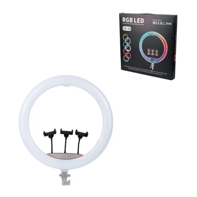 RGB LED Ring Light 56cm (22") με 3 Βάσεις Κινητού & Ρυθμιζόμενο Φωτισμό 3D-56 - RGB LED 22" Ring Light with 3 Phone Holders & Adjustable Lighting 030279