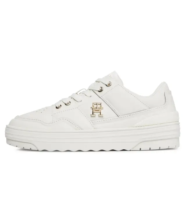 Tommy Hilfiger - Δερμάτινα Γυναικεία Sneakers Th Monogram Basket Sneaker Lo FW0FW07756-YBL Εκρού - 36 3