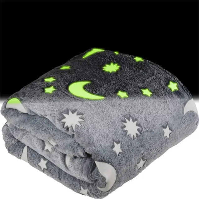 Κουβέρτα Μονή Φωσφορίζουσα - Glow In The Dark Blanket - ΓΚΡΙ