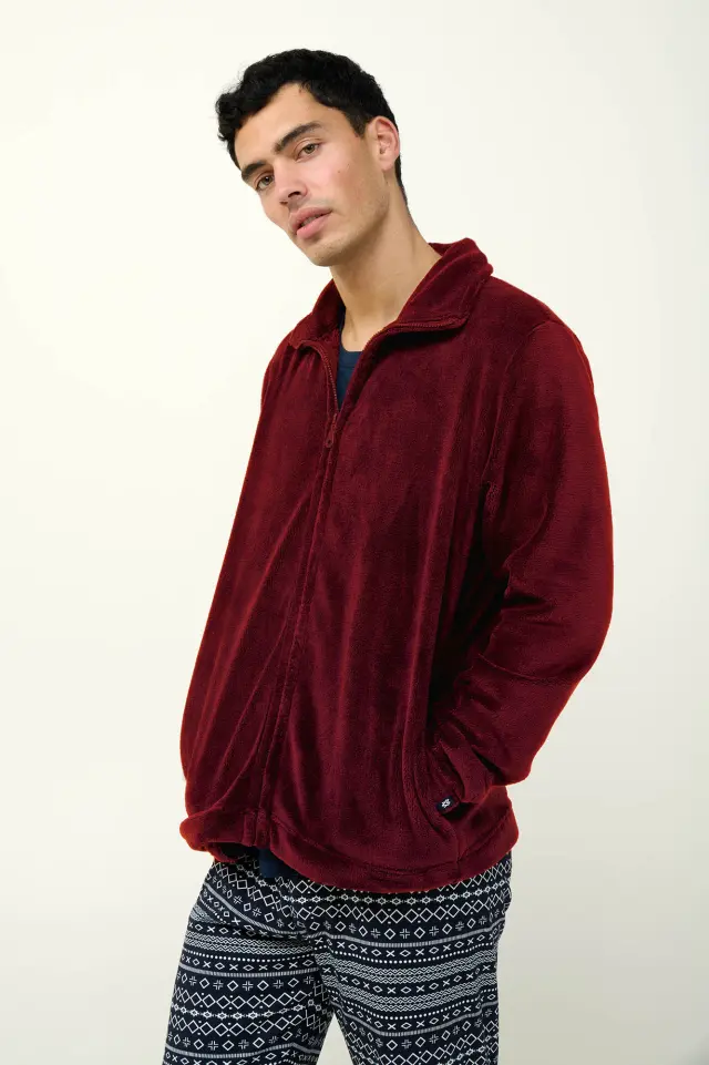 Ανδρικό Fleece Τζάκετ με Φερμουάρ Vamp 23694 RED PORTO
