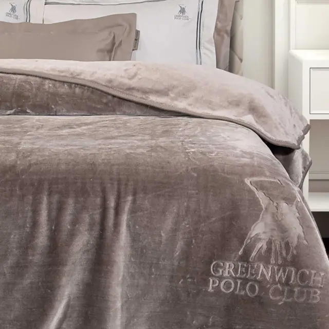 Κουβέρτα 220x240 Υπέρδιπλη Βελουτέ Essential Greenwich Polo Club 3497 Taupe 100% Ακρυλικό 2