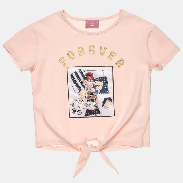 Μπλούζα cropped με στρας και glitter lettering