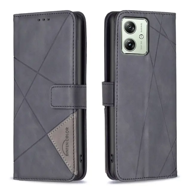 Geometrical Pattern Θήκη Βιβλίο για Motorola G54-Black OEM