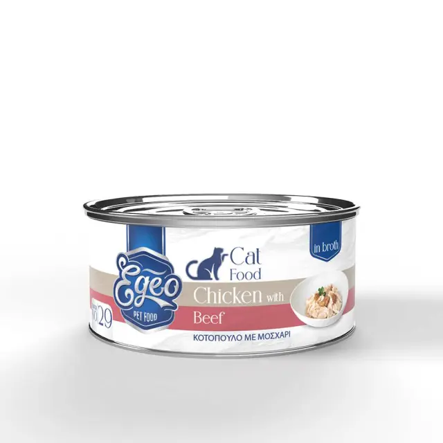 Egeo Υγρή Τροφή Adult Κοτόπουλο Με Μοσχάρι Σε Ζωμό 70gr Μονόχρωμο
