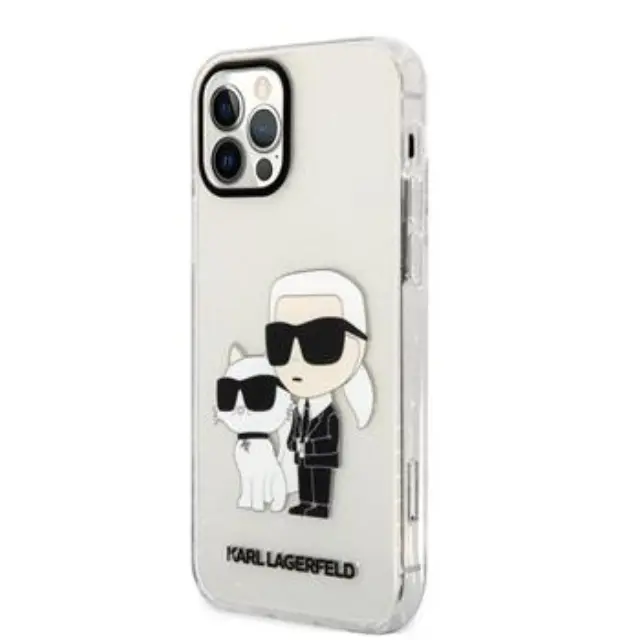Karl Lagerfeld IML Glitter Karl and Choupette NFT Case for iPhone 12/12 Pro Transparent
