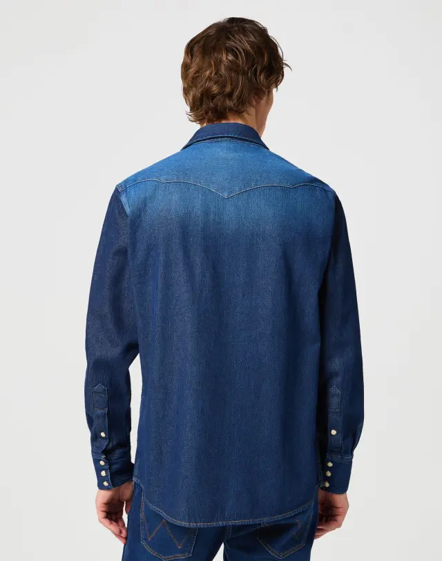 Wrangler Ανδρικό 27MW DARK STONE Τζιν Πουκάμισο – Blue - L 2