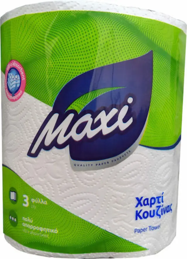 Maxi Ultra Absorbent Χαρτί Κουζίνας Ρολό 3 Φύλλων (600gr/Ρολό)
