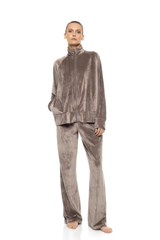 Pink Label Loungewear Soft Velvet σετ γυναικεία φόρμα σπιτιού W2026-2