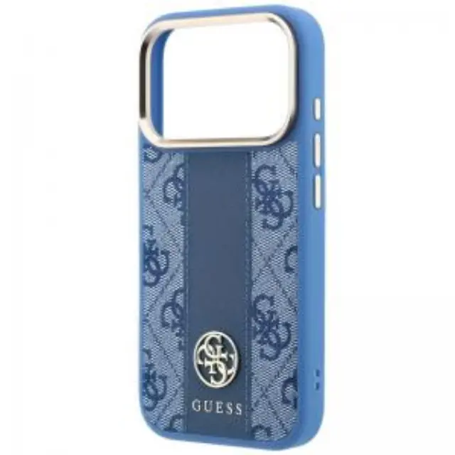Θήκη TPU & PC Guess Apple iPhone 18 Pro Max/ 17 Pro Max MagSafe Leather Stripe Round Classic Logo Μπλε N71808 2