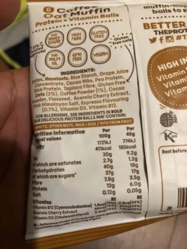 High Protein Coffee Oat Muffin Μπαλίτσες Πρωτεΐνης Με Γεύση Καφέ 6τμχ 2