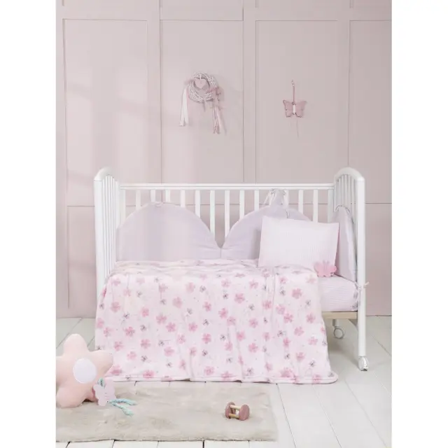 Κουβέρτα Λίκνου 80x110 Nima Bloomie Pink 100% Πολυέστερ