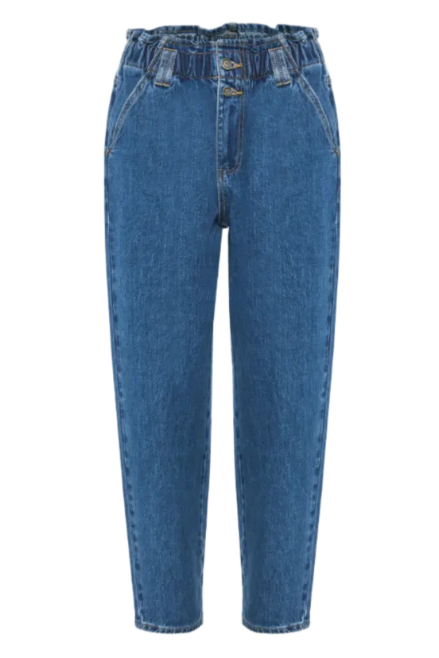 FunkyBuddha γυναικείο παντελόνι τζιν baggy fit με λάστιχο στη μέση FBL014-164-02-2