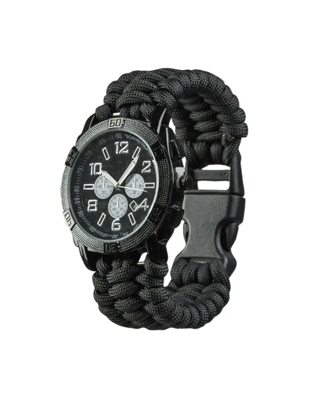 MIL-TEC Black Watch Paracord Bracelet - 01-Black-Μαύρο