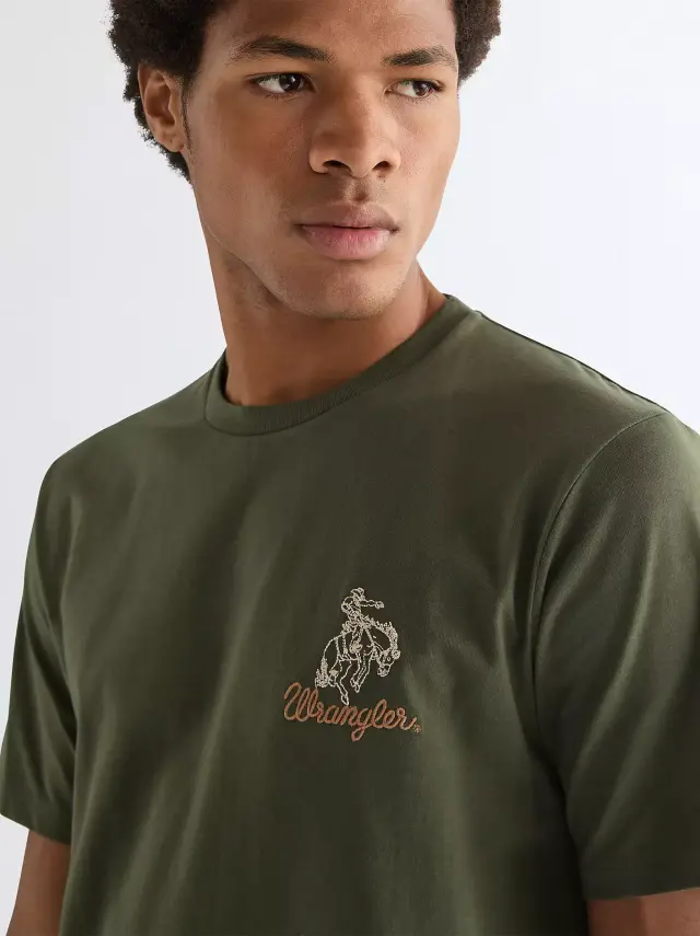 Wrangler Ανδρικό EMBROIDERY T-Shirt 112377989 – Khaki - XXL 3