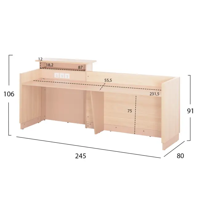 ΓΡΑΦΕΙΟ ΥΠΟΔΟΧΗΣ FB92068.02 ΜΕΛΑΜΙΝΗ ΣΕ SONAMA-ΜΠΕΖ 240x80x106Υεκ. 2