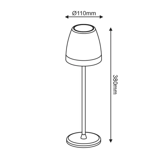 AcaLight Offer LED SMD TABLE BATTERY LUMINAIRE 2W 150LM 38° 3.000K DARK GREY CRI80 IP54 3