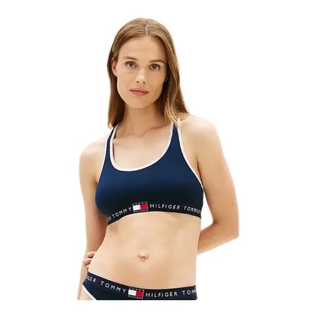 Tommy Hilfiger Γυναικείο Μπουστάκι Heritage Logo Ribbed Racerback, Χρώμα Σκούρο Μπλε