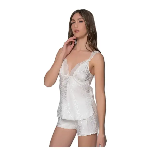 Milena Γυναικείο Babydoll Σατέν Δαντέλα Βότσαλο, Χρώμα Ιβουάρ