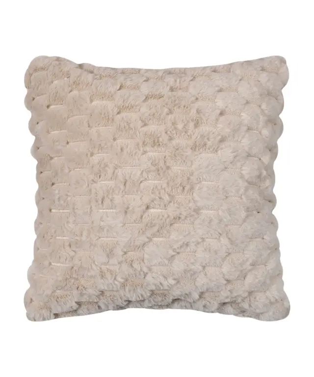 Γούνινη διακοσμητική μαξιλαροθήκη mink (45cm x 45cm) ivory - -