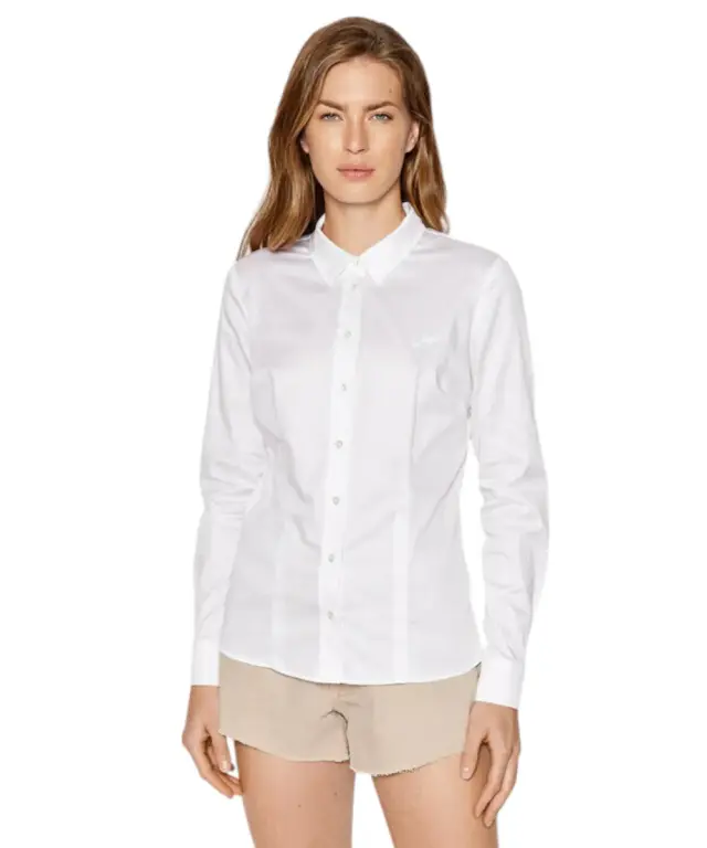Guess - Γυναικείο Πουκάμισο Ls Cate Shirt W2YH41WAF10-G011 Λευκό