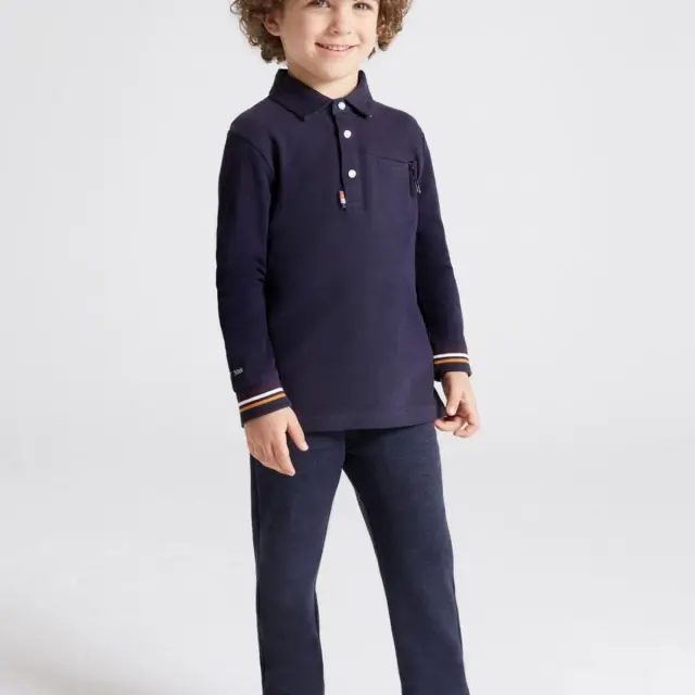 Mini 2 έως 10 ετών Παντελόνι λοξότσεπο tailoring fit ναυτικό μπλε - 4Ε