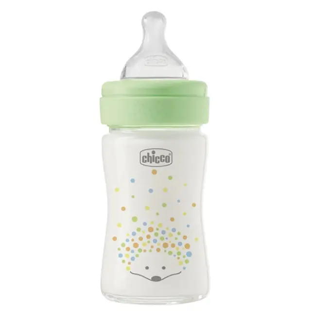 CHICCO Γυάλινο Μπιμπερό Perfect Κατά των Κολικών με Θηλή Σιλικόνης για 0+ μηνών Πράσινο 150ml