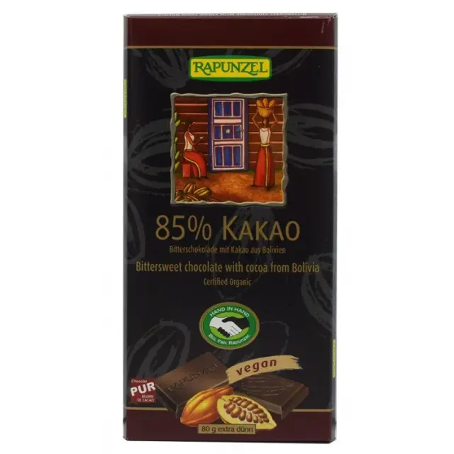 Rapunzel σοκολάτα μαύρη 85% κακάο 80g