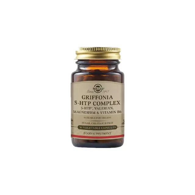 Solgar Griffonia 5-HTP Complex, Συμπλήρωμα Διατροφής Για Την Αντιμετώπιση Του Άγχους 30 φυτικές κάψουλες