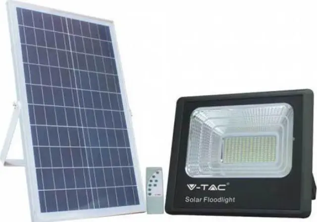 V-TAC Στεγανός Ηλιακός Προβολέας IP65 Ισχύος 200W με Τηλεχειριστήριο και Φυσικό Λευκό Φως σε Μαύρο χρώμα