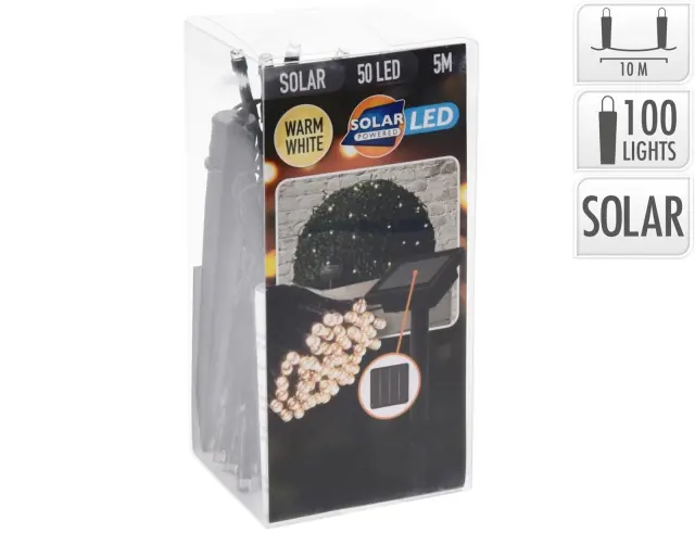 Ηλιακός Διακοσμητικός Φωτισμός 100LED - 10 Μέτρα - Θερμό Λευκό CZ6540070 2