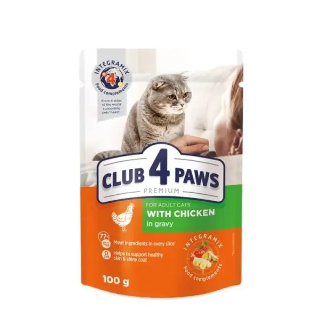 Club 4 Paws Cat Adult Φακελάκι Με Κοτόπουλο Σε Σάλτσα 85gr Μονόχρωμο