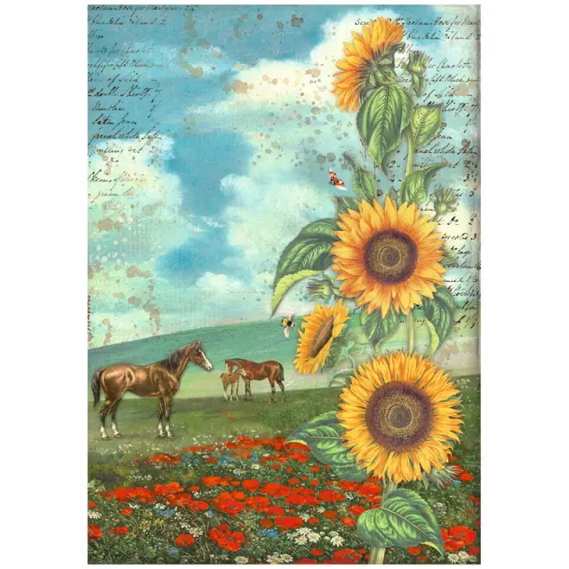 Ριζόχαρτο ντεκουπάζ Stamperia 21x29cm A4, Sunflower Art, Horses