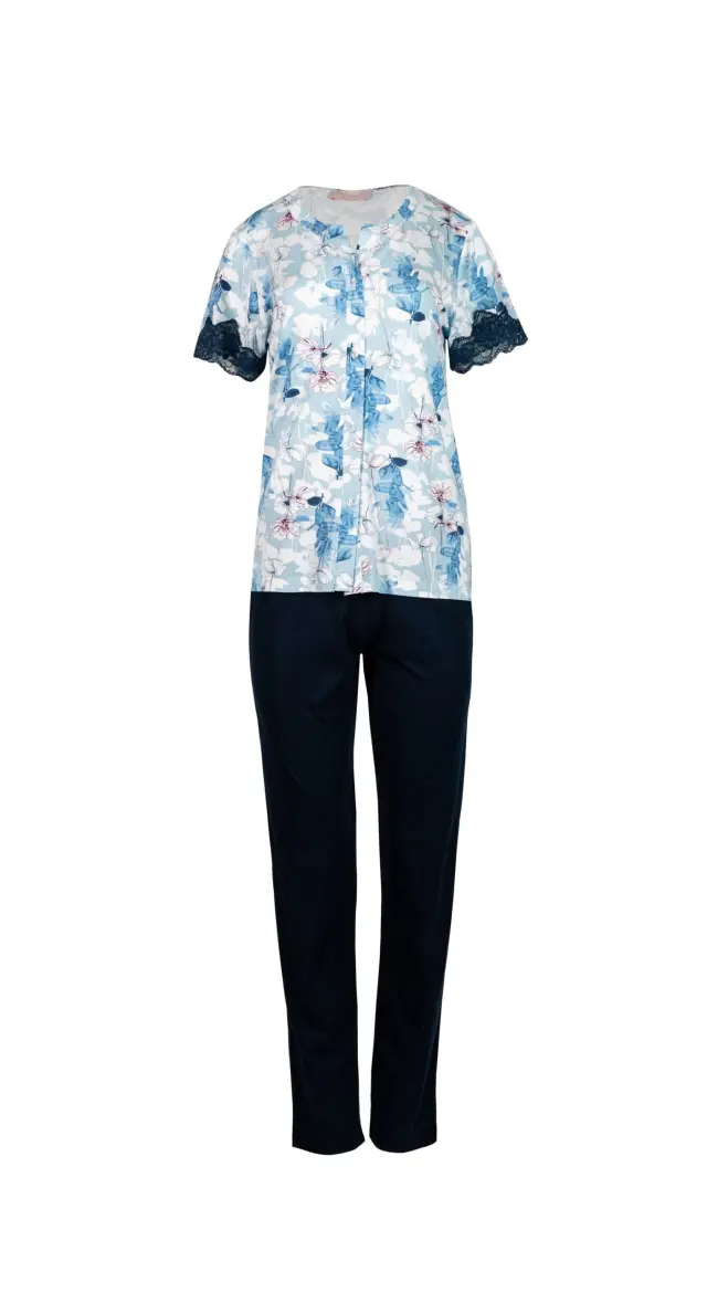 S756 - Type - PIJAMA BLUE FLOWERS LONG PANTS - M