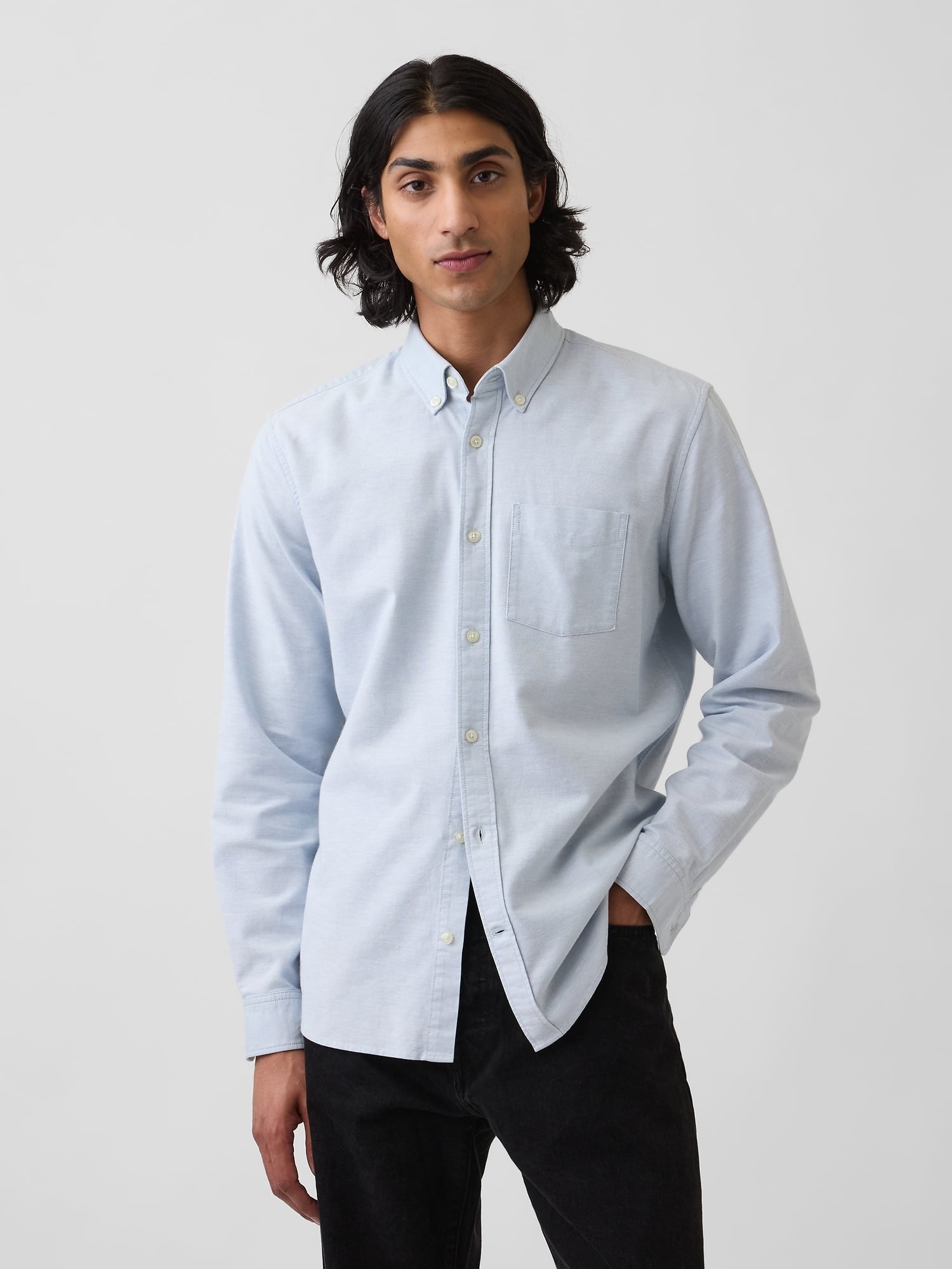 Μπλε Oxford Πουκάμισο σε Standard Fit Light blue - L