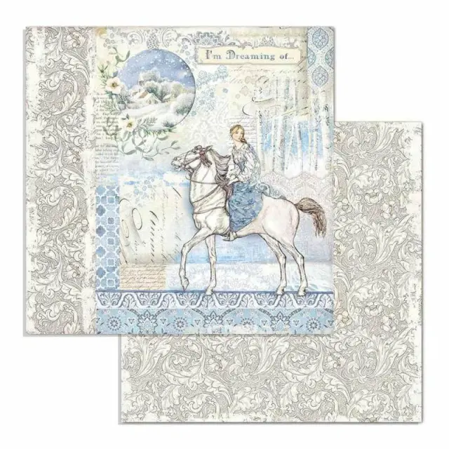 Χαρτί Scrapbooking Stamperia Διπλής Όψης - Winter Tale Horse - 31x30cm